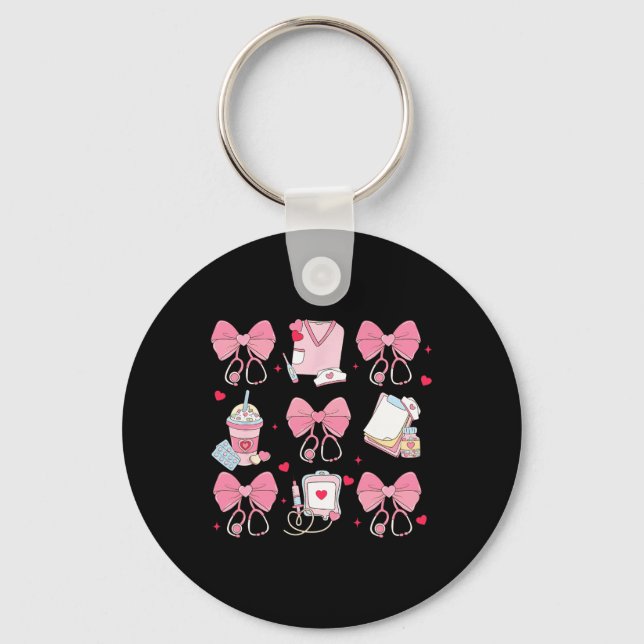 Llavero Día de San Valentín Coquette Bow Enfermera - Negro (Anverso)