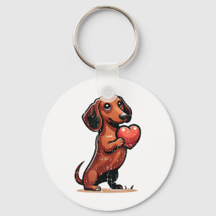 Llavero Día de San Valentín Cute Dachshund  Heart Lover Do