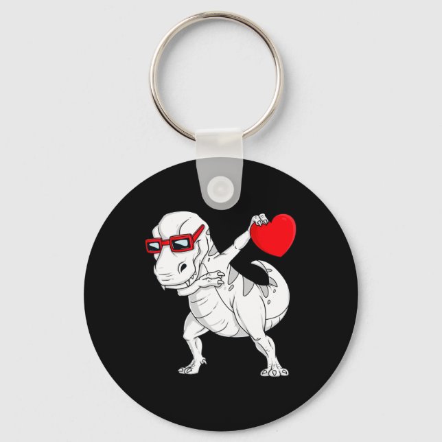 Llavero Día de San Valentín Dabbing Dinosaur T Rex Heart B (Anverso)
