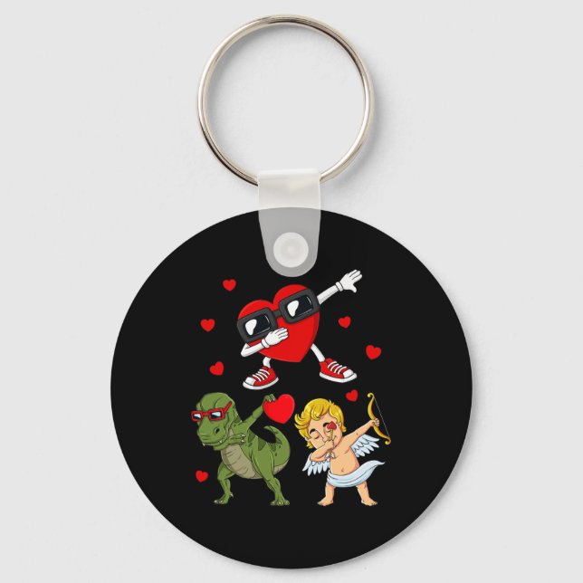 Llavero Día de San Valentín Dabbing Heart And Cupid Fun T  (Anverso)