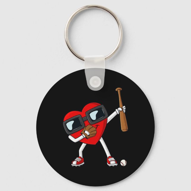 Llavero Día de San Valentín Dabbing Heart With Baseball Ba (Anverso)