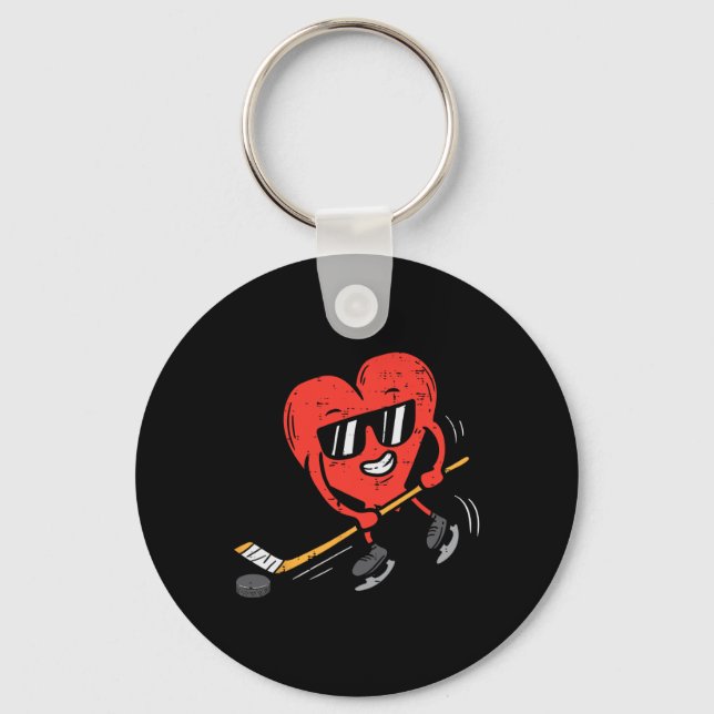 Llavero Día de San Valentín de hockey sobre hielo que jueg (Anverso)