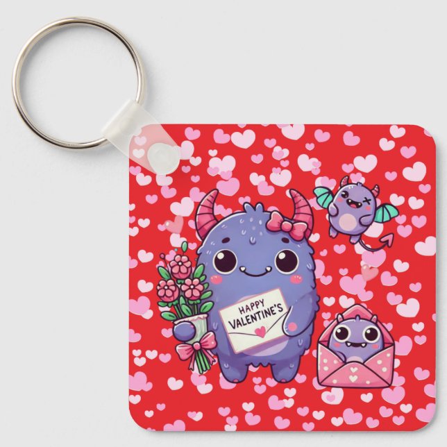Llavero Día de San Valentín del monstruo adorable (Anverso)