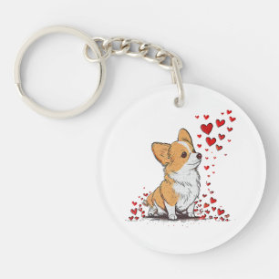 Llavero Día de San Valentín del perro Corgi lindo