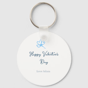 Llavero Día de San Valentín feliz azul amor nombre flor rú