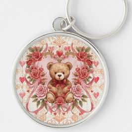 Llavero Día de San Valentín, Oso de peluche, Corazón de am