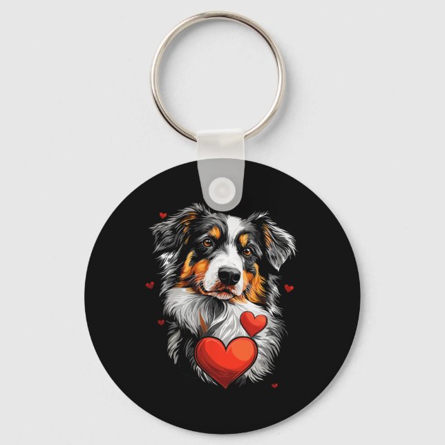 Llavero Día de San Valentín Perro Pastor Australiano  (Anverso)