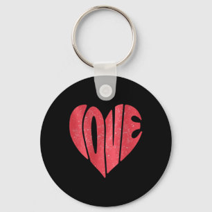Llavero Día de San Valentín retro de corazón de amor lindo