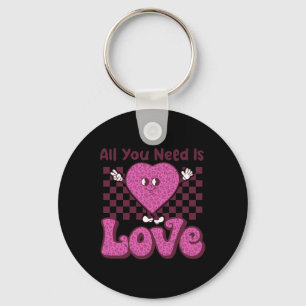 Llavero Día de San Valentín Retro Groovy Todo Lo Que Neces