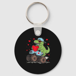 Llavero Día de San Valentín T Rex conduciendo camión monst