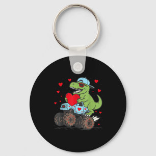 Llavero Día de San Valentín T Rex conduciendo camión monst