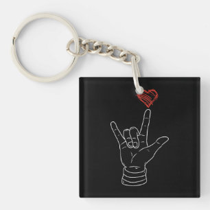 Llavero Día de San Valentín Te Amo Rótulo de mano de coraz