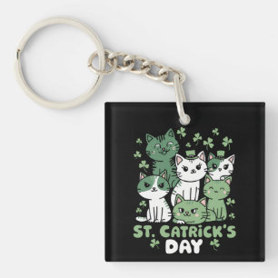 Llavero Día del gato de San Patricio Día divertido de Catr