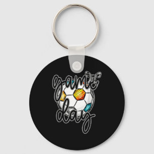 Llavero Día del Juego Retro Fútbol Coquette Bow Mujeres Ni