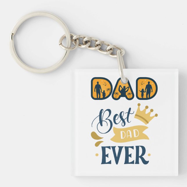 Llavero Día del Naranja Dorado y el Padre Azul Moderno (Frente)