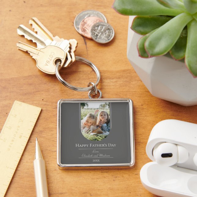 Llavero Día del padre de la foto moderna en arco | Gris (Escritorio )