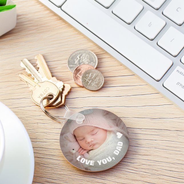 Llavero Día del Padre Te Amo Foto (Father's Day Love You Photo Keychain)