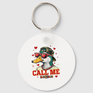 Llavero Día divertido de San Valentín Chico Pato Caza Llám