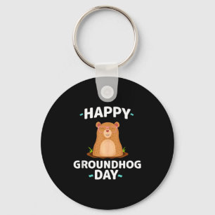 Llavero Día Feliz de la Marmota Gráfico Camiseta Divertida