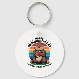 Llavero Día Feliz de la Marmota Sí Es Mi Cumpleaños Fútbol