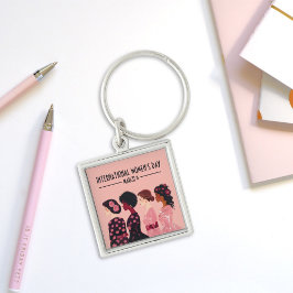 Llavero Día Internacional de la Mujer: Floral rosa