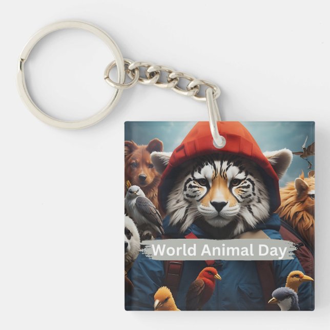 Llavero Día Mundial de los Animales (Frente)