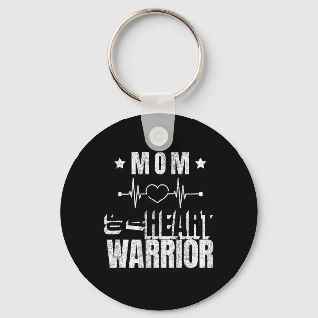 Llavero Día Rojo Mamá De Un Guerrero Del Corazón Diciendo (Anverso)