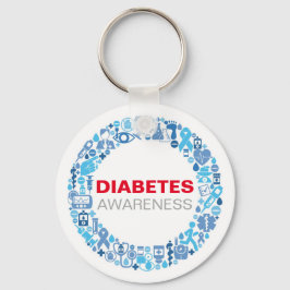 Llavero Diabetes Awareness blue circle with symbols