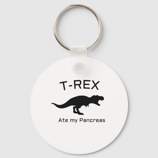 Llavero Diabetes divertidos T-rex Ate my Pancreas (Anverso)