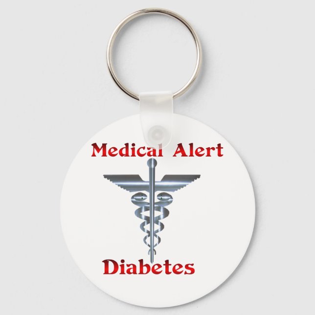 Llavero Diabetes Medical Alert Silver Rod & Snakes (Anverso)