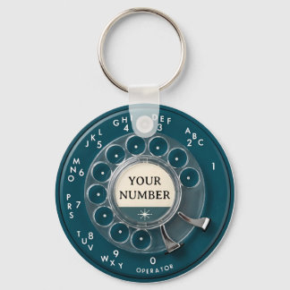 Llavero Dial de teléfono giratorio azul turquesa vintage