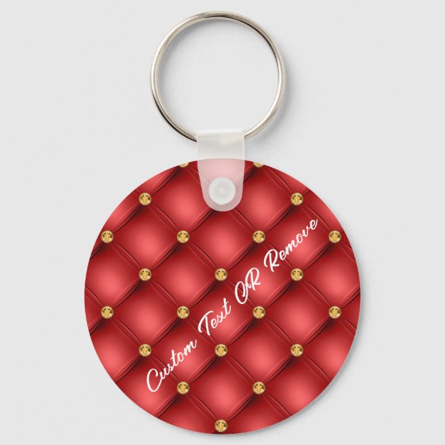 Llavero Diamante de oro dorado Tufado Red Leather Text Key (Anverso)