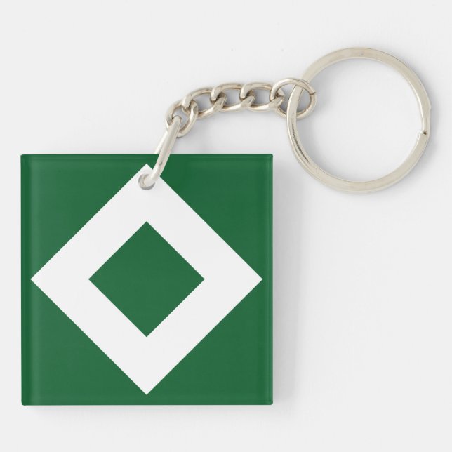 Llavero Diamante verde, borde blanco negrita (Atrás)