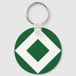 Llavero Diamante verde, borde blanco negrita
