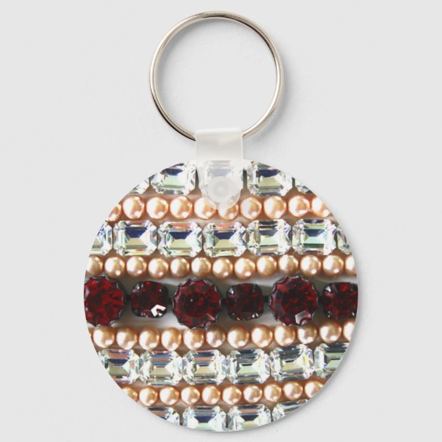 Llavero Diamantes de imitación y perlas - joyas antiguas (Anverso)