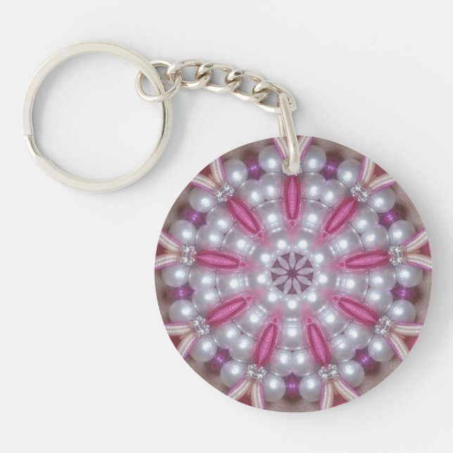 Llavero Diamantes de Perlas Blancas Púrpura Rosa~ Keychain (Frente)