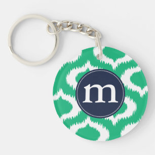 Llavero Diamantes modernos de Ikat del verde esmeralda