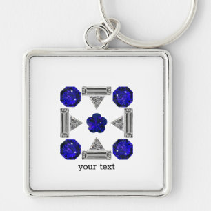 Llavero Diamond Sapphire Gemstone Art, Azul