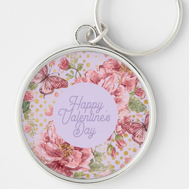 Llavero Días de San Valentín,Elegante,Flores de Melocotón  (Frente)