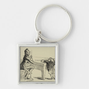Llavero Dibujo a lápiz de dos hombres jugando pool