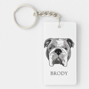 Llavero Dibujo a mano de bulldog personalizado