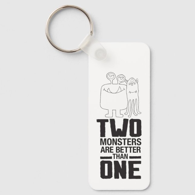 Llavero Dibujo a mano de dos monstruos arte de Halloween (Anverso)