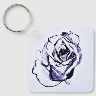 Llavero Dibujo a mano de flor de rosa