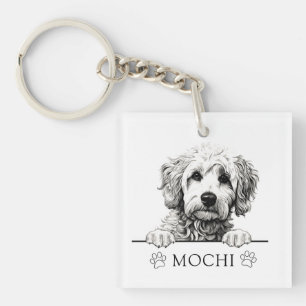 Llavero Dibujo a mano de perro de Goldendoodle personaliza