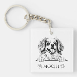Llavero Dibujo a mano de perro tibetano español personaliz