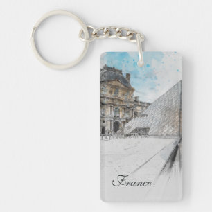 Llavero Dibujo acuarela del Louvre París, Francia