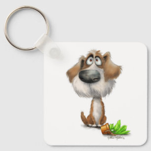 Llavero Dibujo animado adorable de perro desgreñado culpab