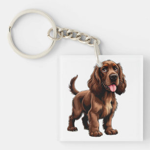 Llavero Dibujo animado amistoso de Field Spaniel marrón