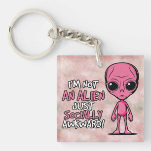 Llavero Dibujo animado de alienígena socialmente incómodo