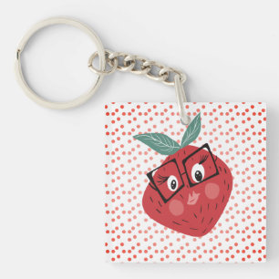 Llavero Dibujo animado de fresa linda a mano   
